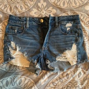 AE “hi-rise shortie, super stretch” short shorts